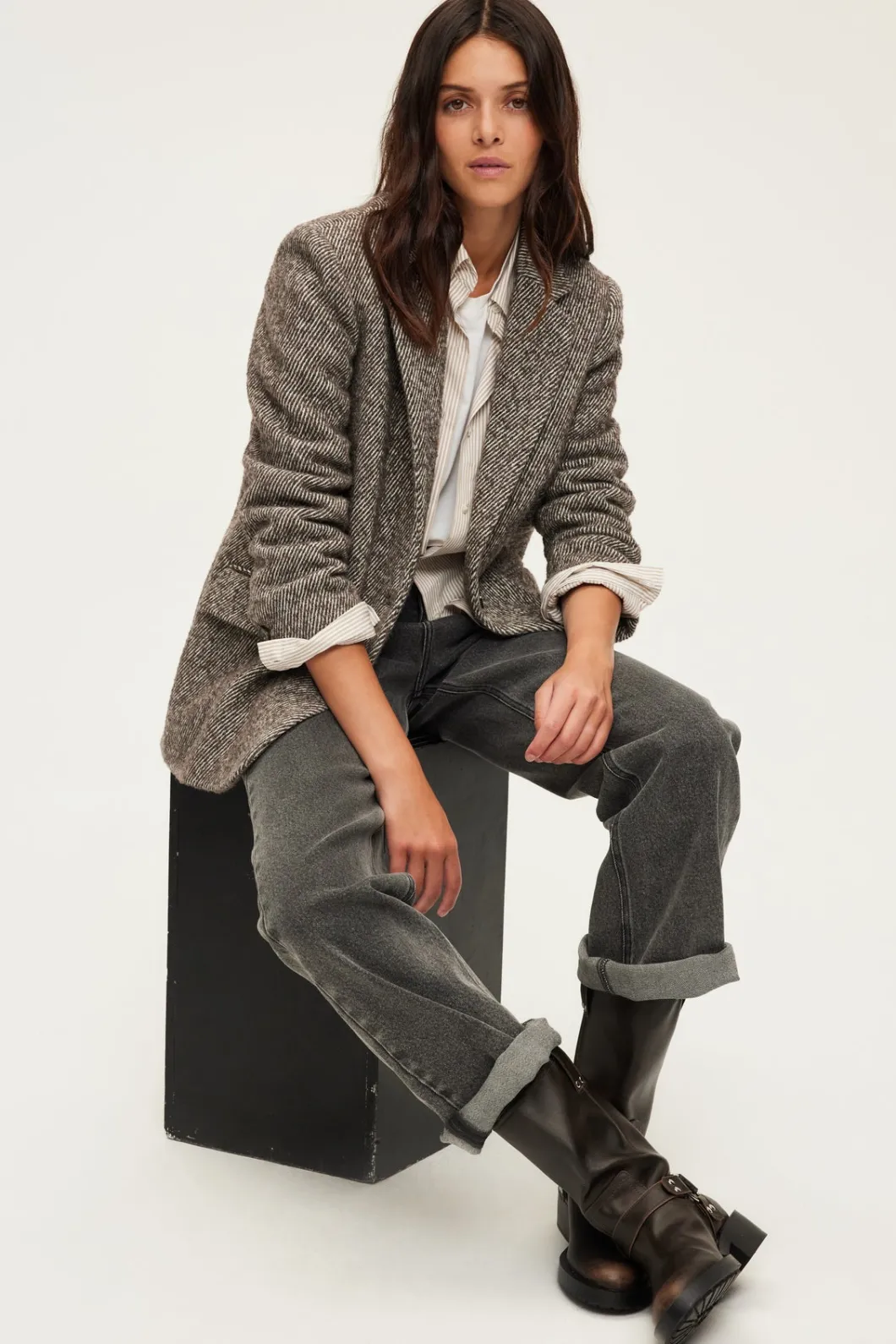 Blazer à rayures obliques - MAZARINE | Pablo Cheap