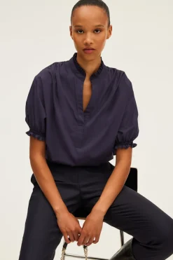 Blouse en coton à col montant | Pablo Online