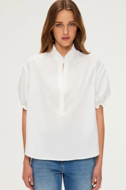 Blouse en coton à col montant | Pablo Clearance