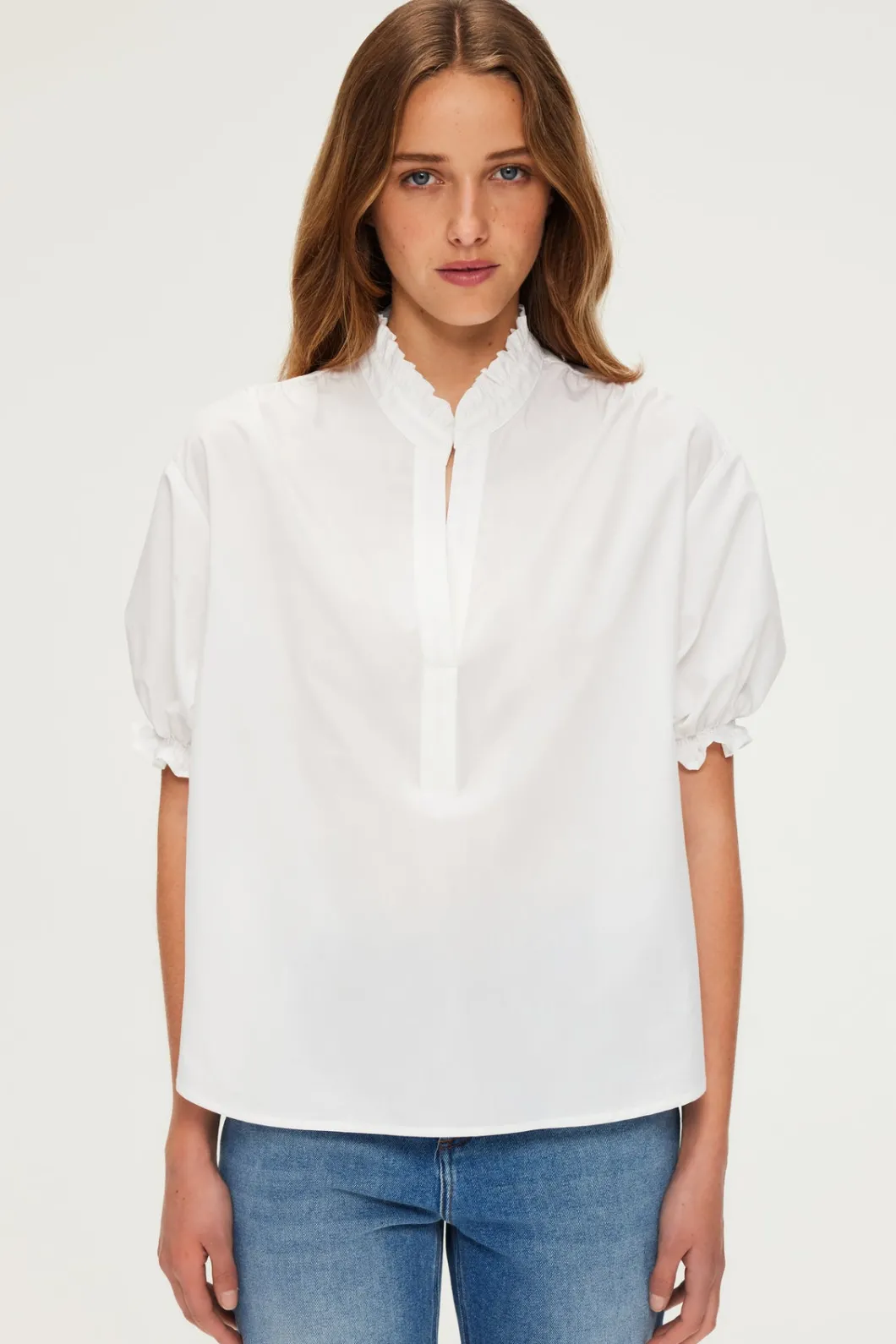 Blouse en coton à col montant | Pablo Clearance