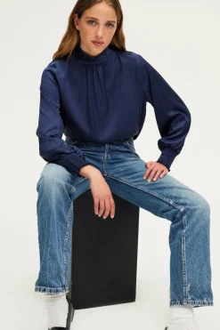 Blouse en satin à col montant - BERYLL | Pablo Hot
