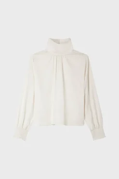 Blouse en satin écru à col montant - BERYLL | Pablo Online