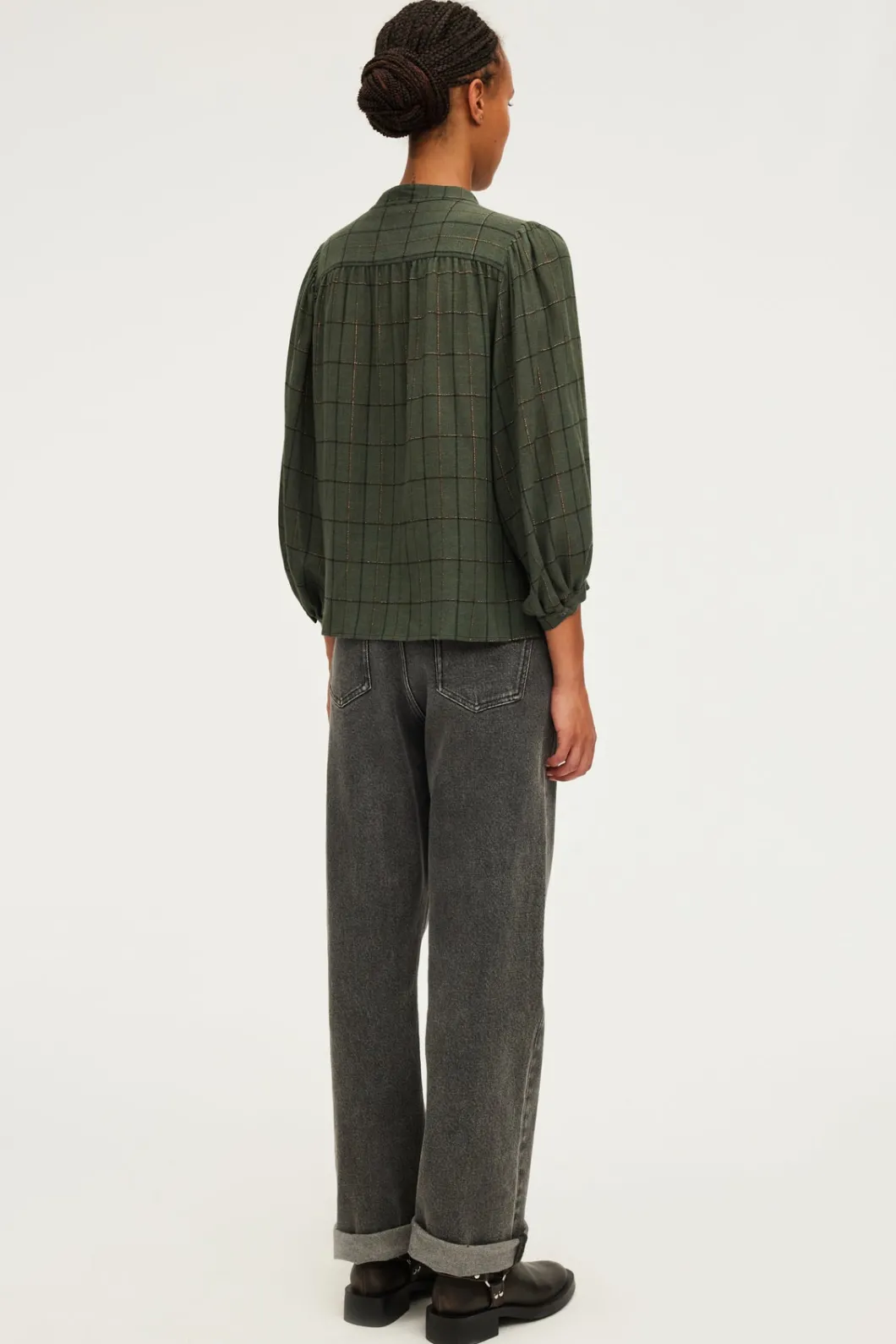 Chemise col rond à carreaux et lurex - BAHIR | Pablo Cheap