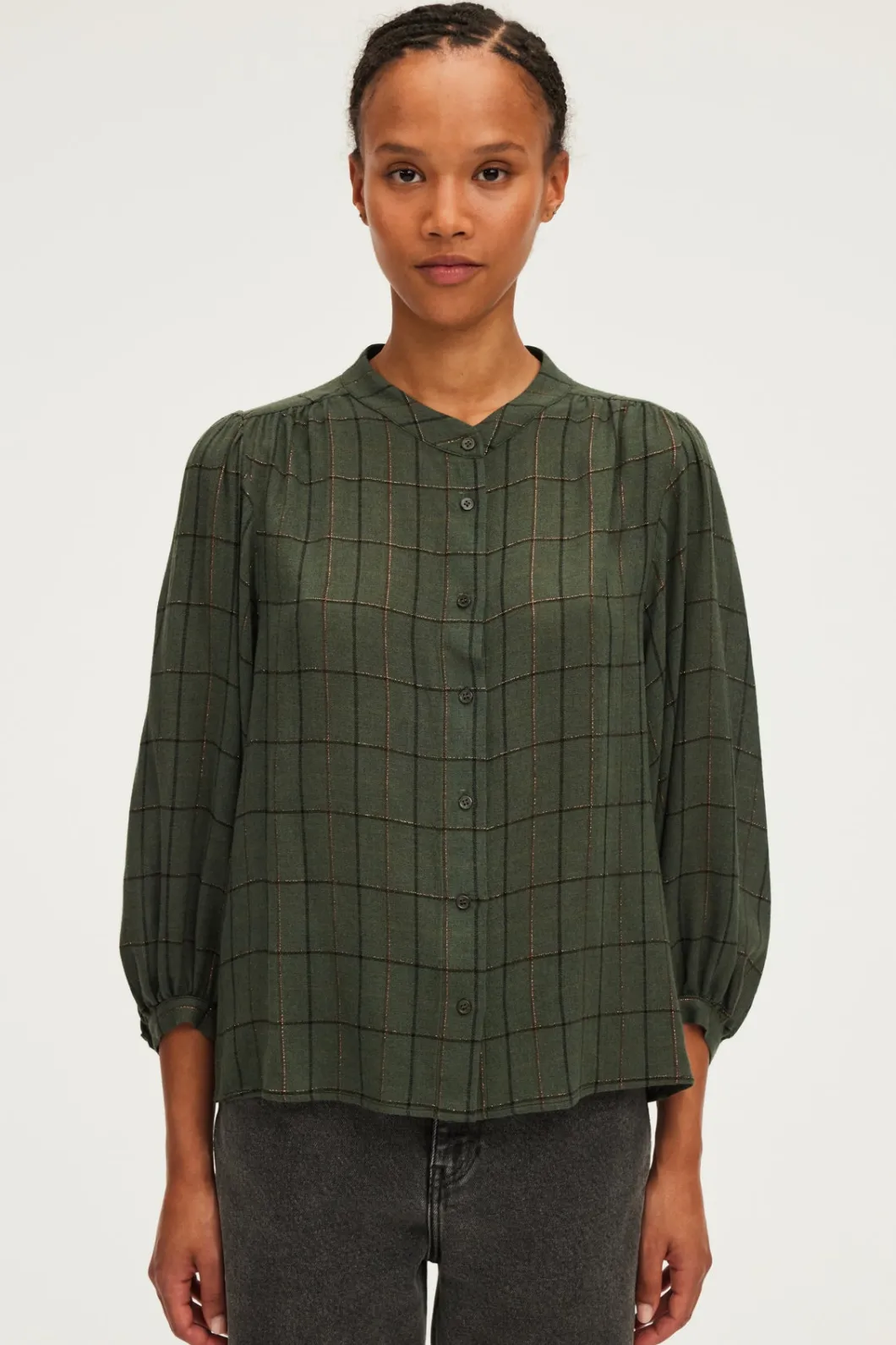 Chemise col rond à carreaux et lurex - BAHIR | Pablo Cheap