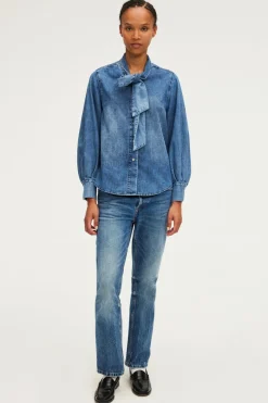 Chemise en jean et col lavallière - BRYONY | Pablo Discount