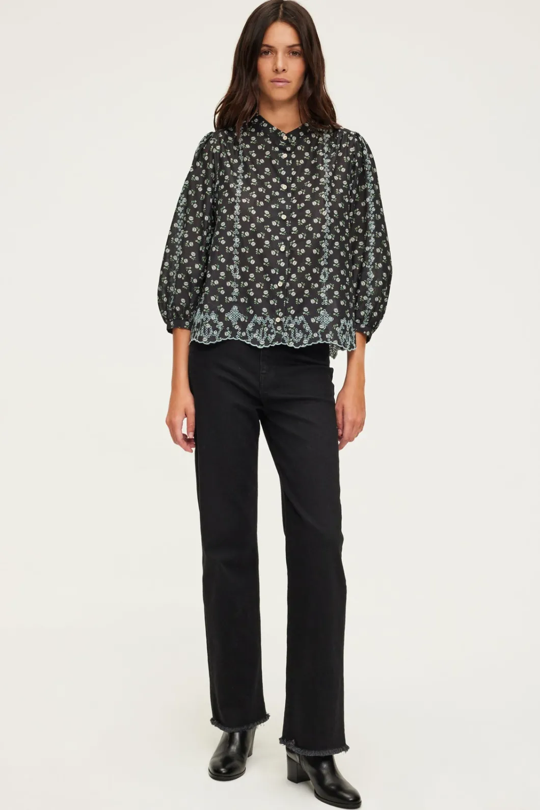 Chemise imprimée brodée en coton - BABI | Pablo Fashion