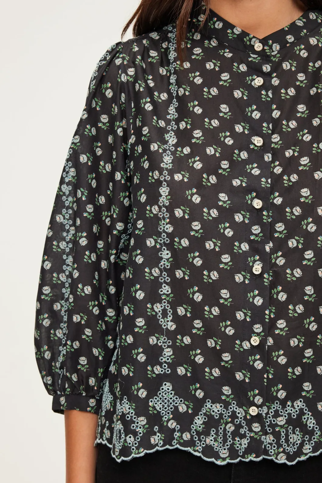 Chemise imprimée brodée en coton - BABI | Pablo Fashion
