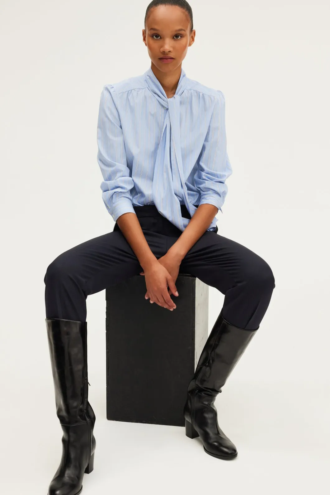 Chemise rayée à col lavallière - BAGATELLE | Pablo Store