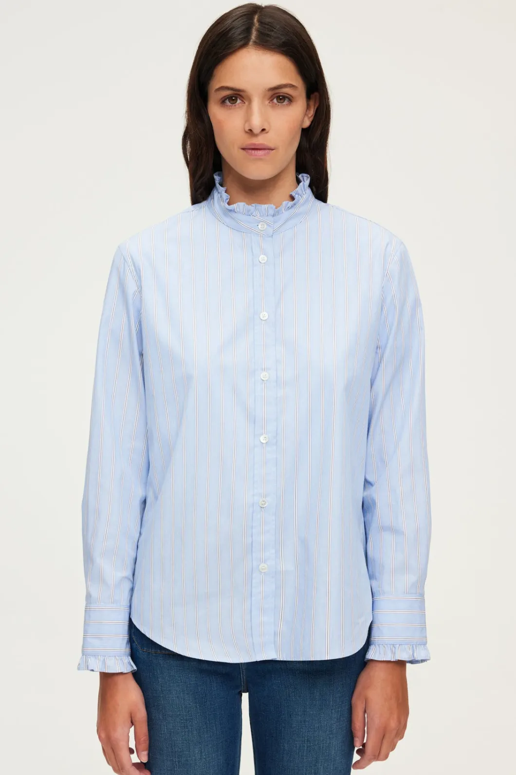 Chemise rayée à col montant - BAIDY | Pablo Cheap