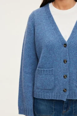Gilet bleu chiné à col V - JOZIE | Pablo New
