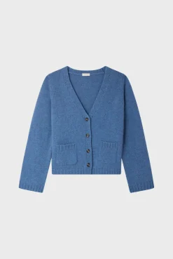 Gilet bleu chiné à col V - JOZIE | Pablo New