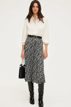 Jupe midi en satin à fleurs - CERES | Pablo Discount