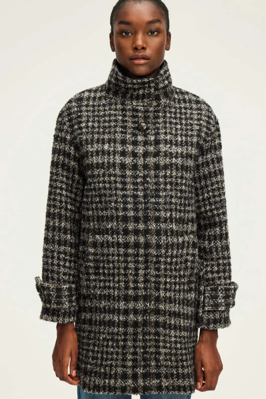 Manteau col montant à carreaux - LYSANDRE | Pablo Cheap