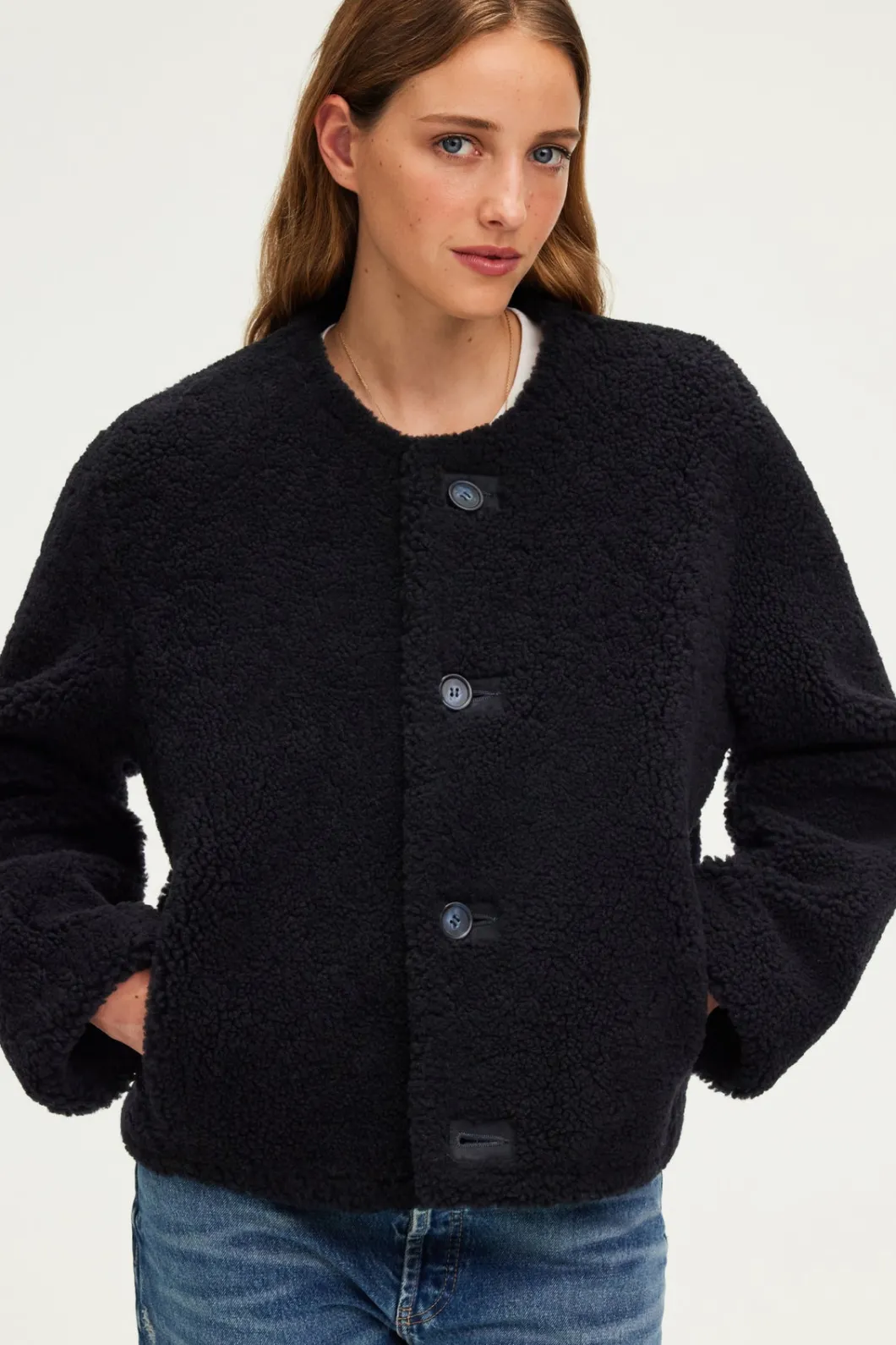 Manteau court réversible en peau lainée - LISON | Pablo New