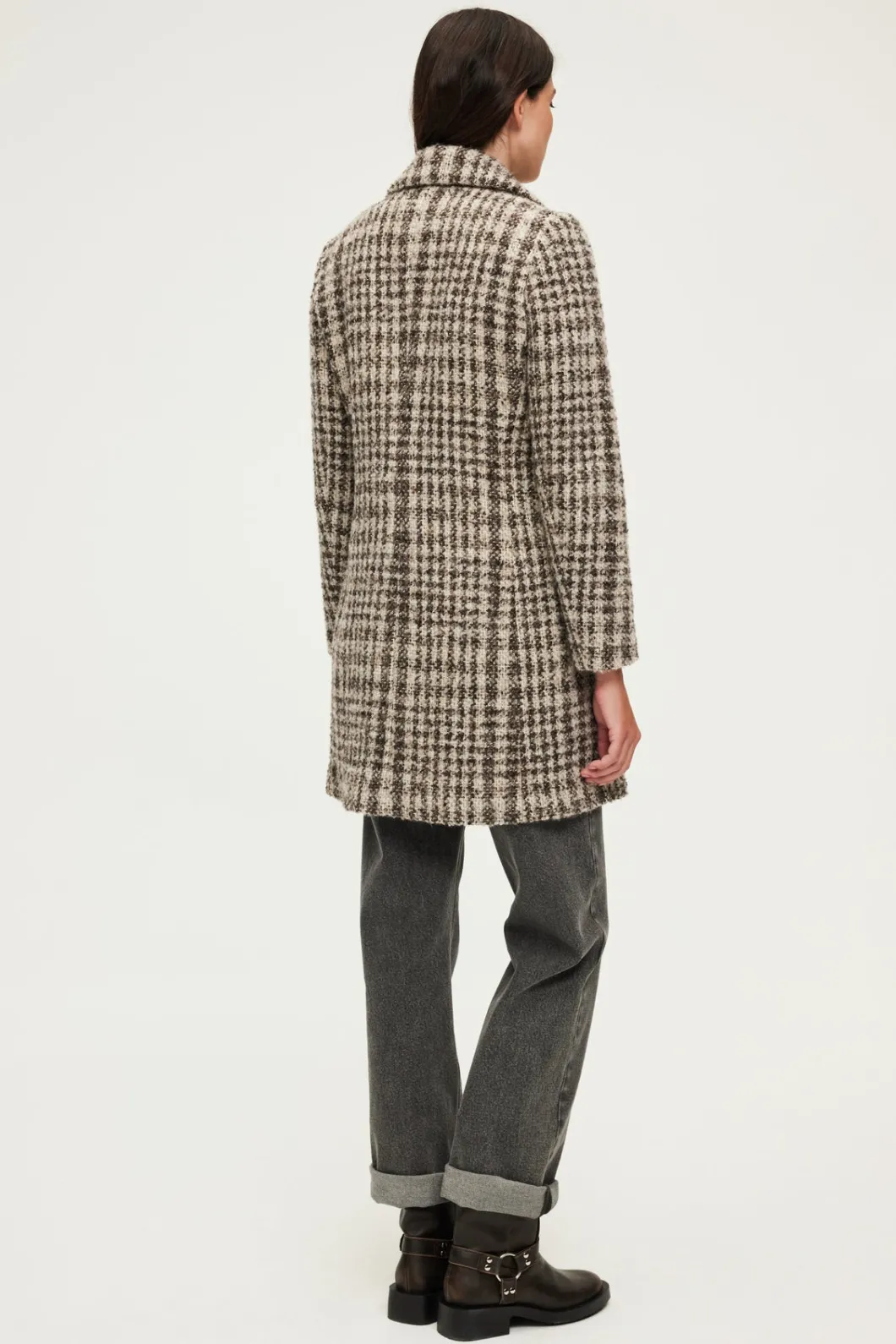 Manteau mi-long cintré à carreaux - LIVIE | Pablo Sale