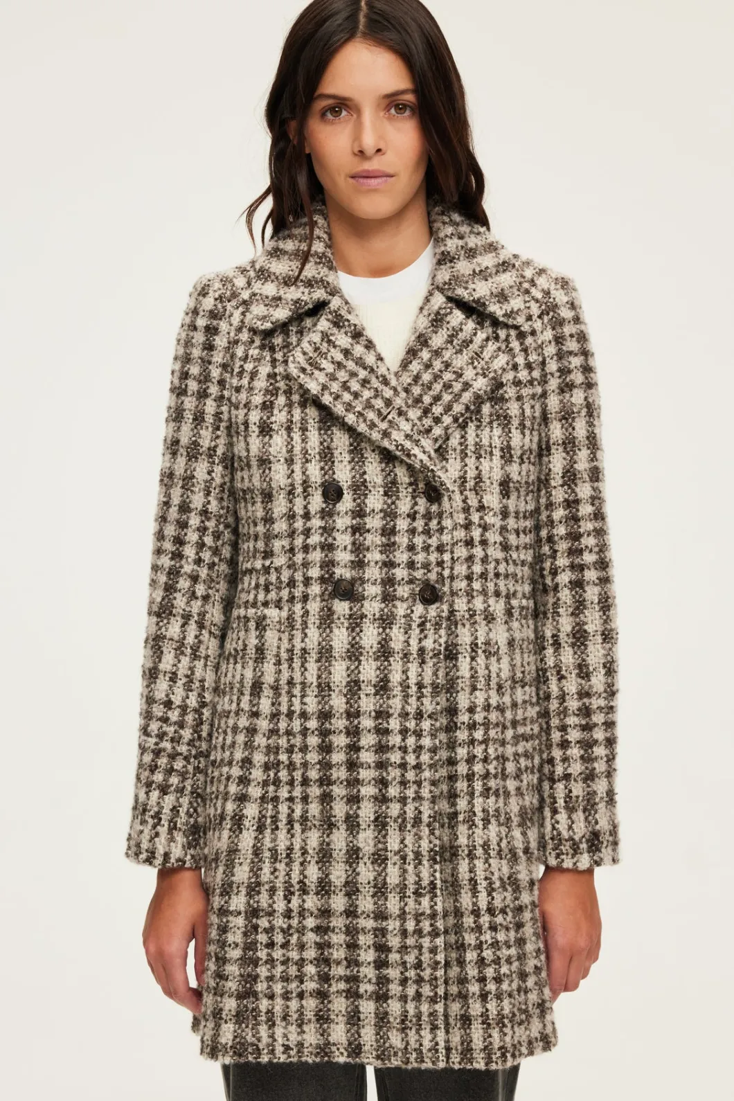Manteau mi-long cintré à carreaux - LIVIE | Pablo Sale