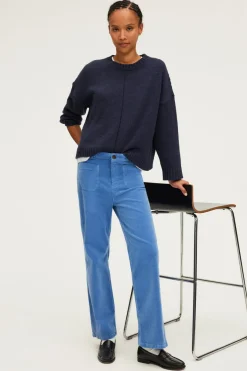 Pantalon droit en velours ciel - NANETTE | Pablo Shop