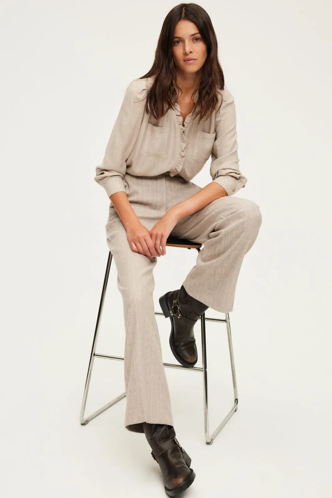 Pantalon large à rayures et sequins - NAYLA | Pablo Hot