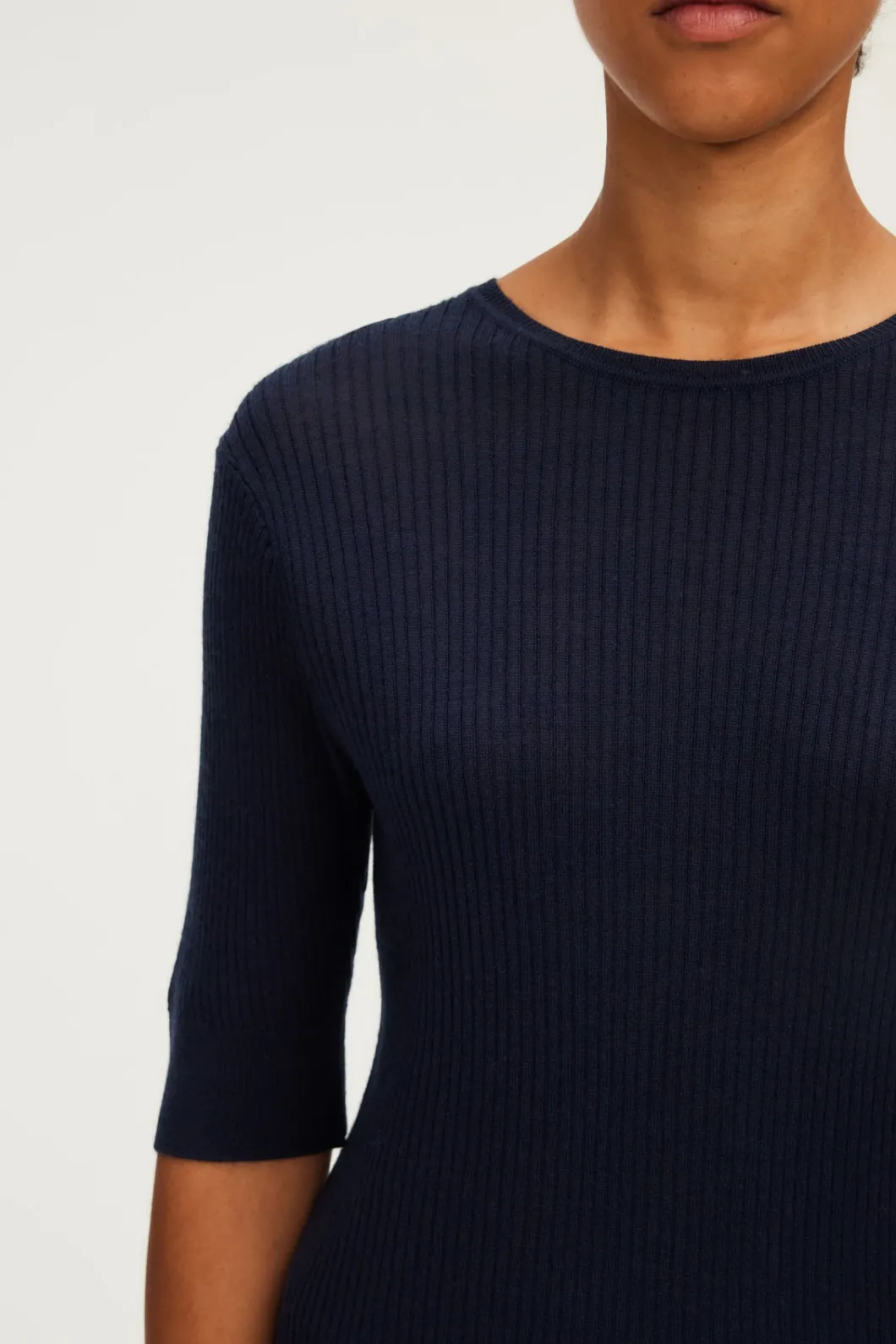 Pull fin à manches courtes à côtes - JULIA | Pablo Clearance