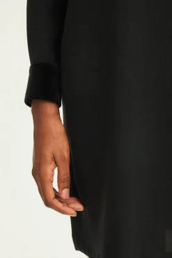 Robe courte à col et manches en velours - SALOI | Pablo Hot