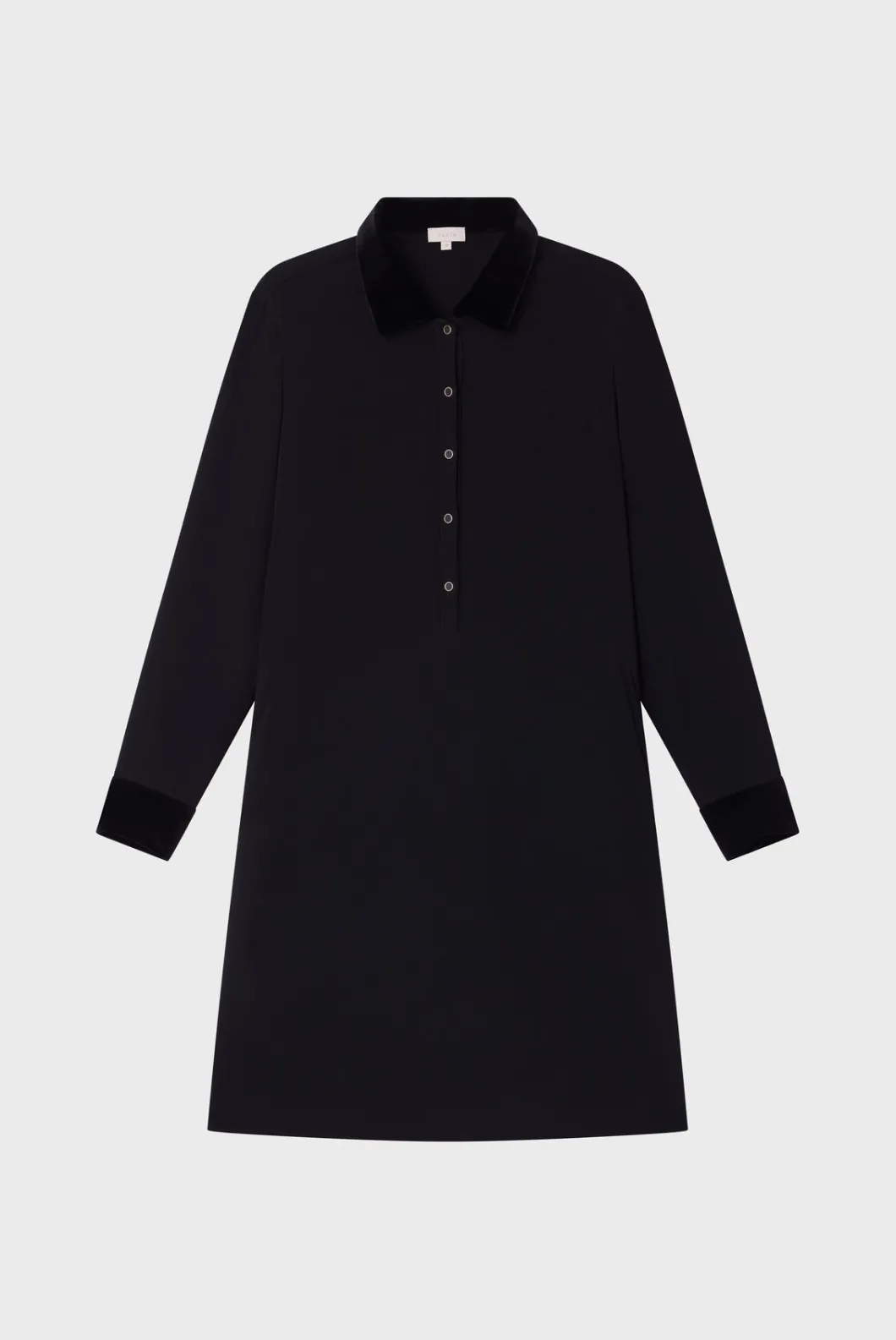 Robe courte à col et manches en velours - SALOI | Pablo Hot