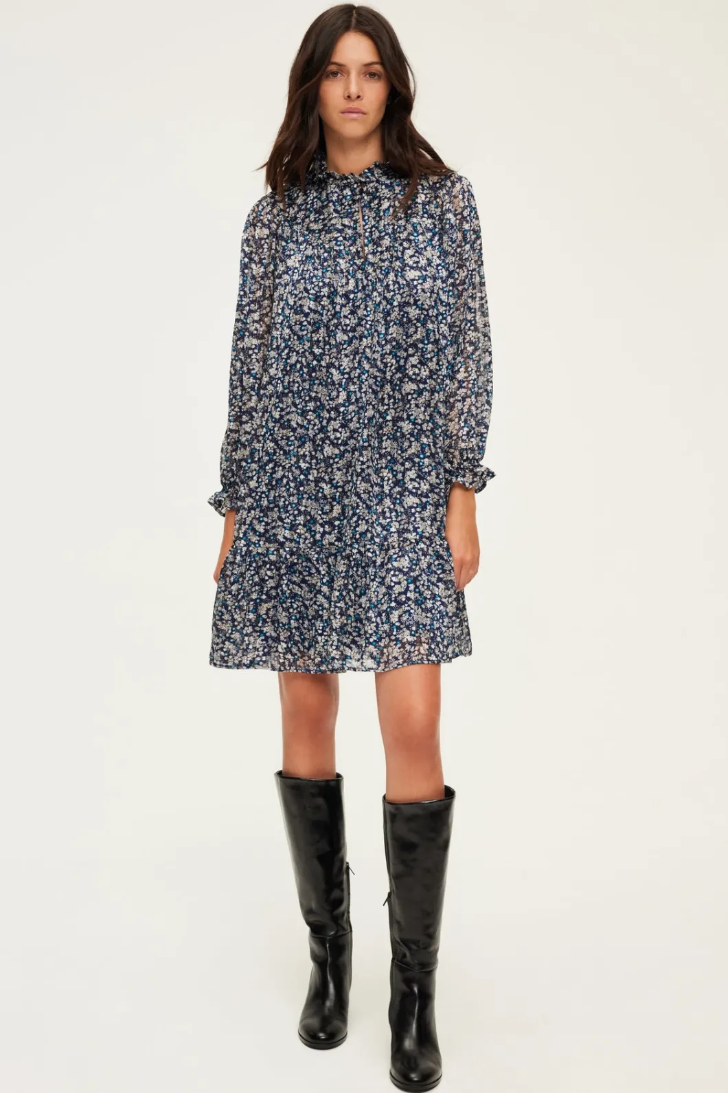 Robe courte en mousseline fleurie - SAMARE | Pablo Shop