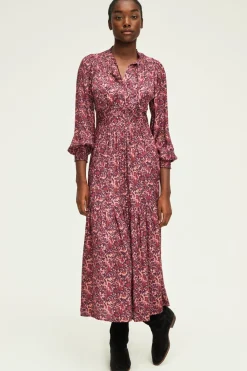 Robe longue cintrée à fleurs -SALIANE | Pablo Fashion