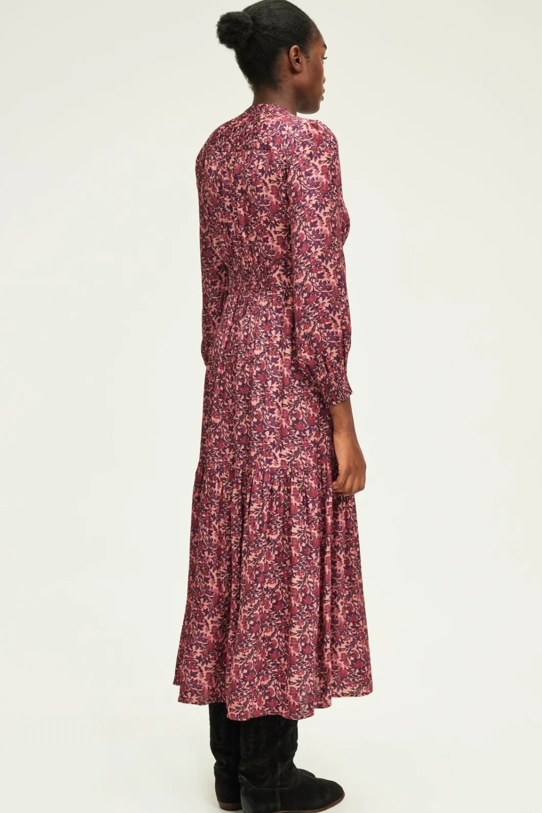 Robe longue cintrée à fleurs -SALIANE | Pablo Fashion