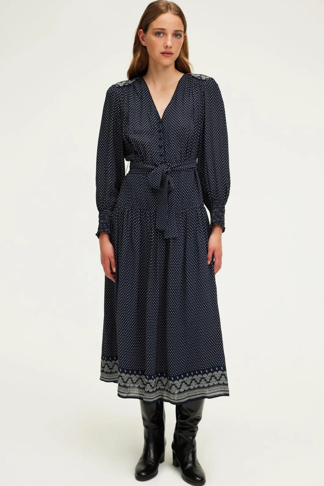 Robe longue cintrée imprimée - SYLVIA | Pablo Cheap