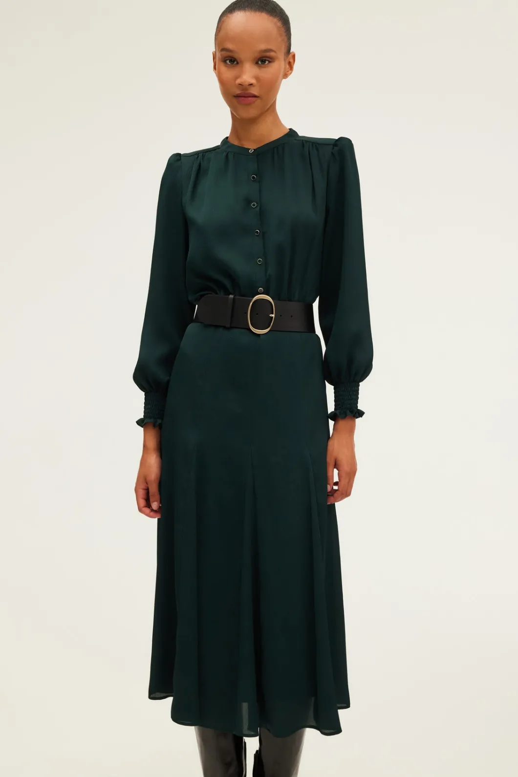 Robe midi satinée unie - SAFA | Pablo Hot
