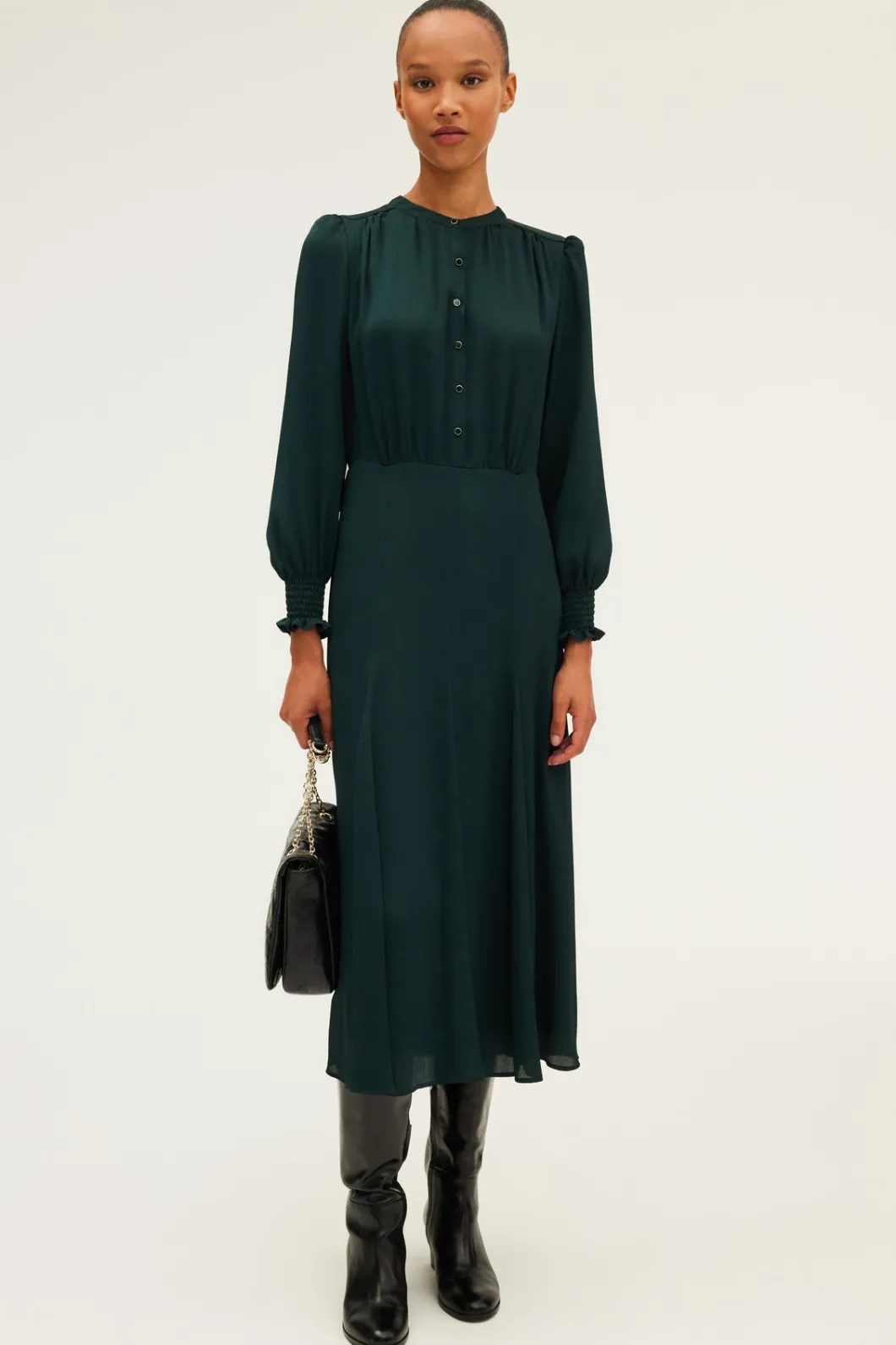 Robe midi satinée unie - SAFA | Pablo Hot