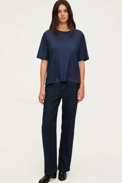 T-shirt manches courtes en lin brillant - AMINA | Pablo Sale