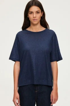 T-shirt manches courtes en lin brillant - AMINA | Pablo Sale