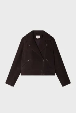 Veste biker en cuir velours - BIBIANE | Pablo Clearance