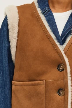 Veste sans manche en peau lainée - LOLY | Pablo Fashion