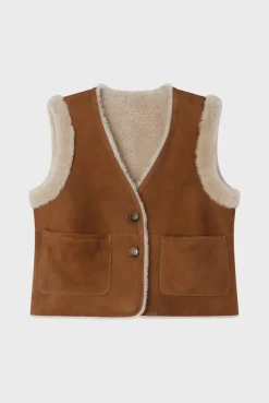 Veste sans manche en peau lainée - LOLY | Pablo Fashion